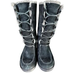 UGG Australia 'Uptown' Lace Tall Sheepskin Winter Boots Womens Size 7 Black/Gray